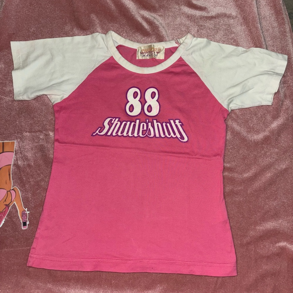 Y2k Pink and White T-Shirt sz S